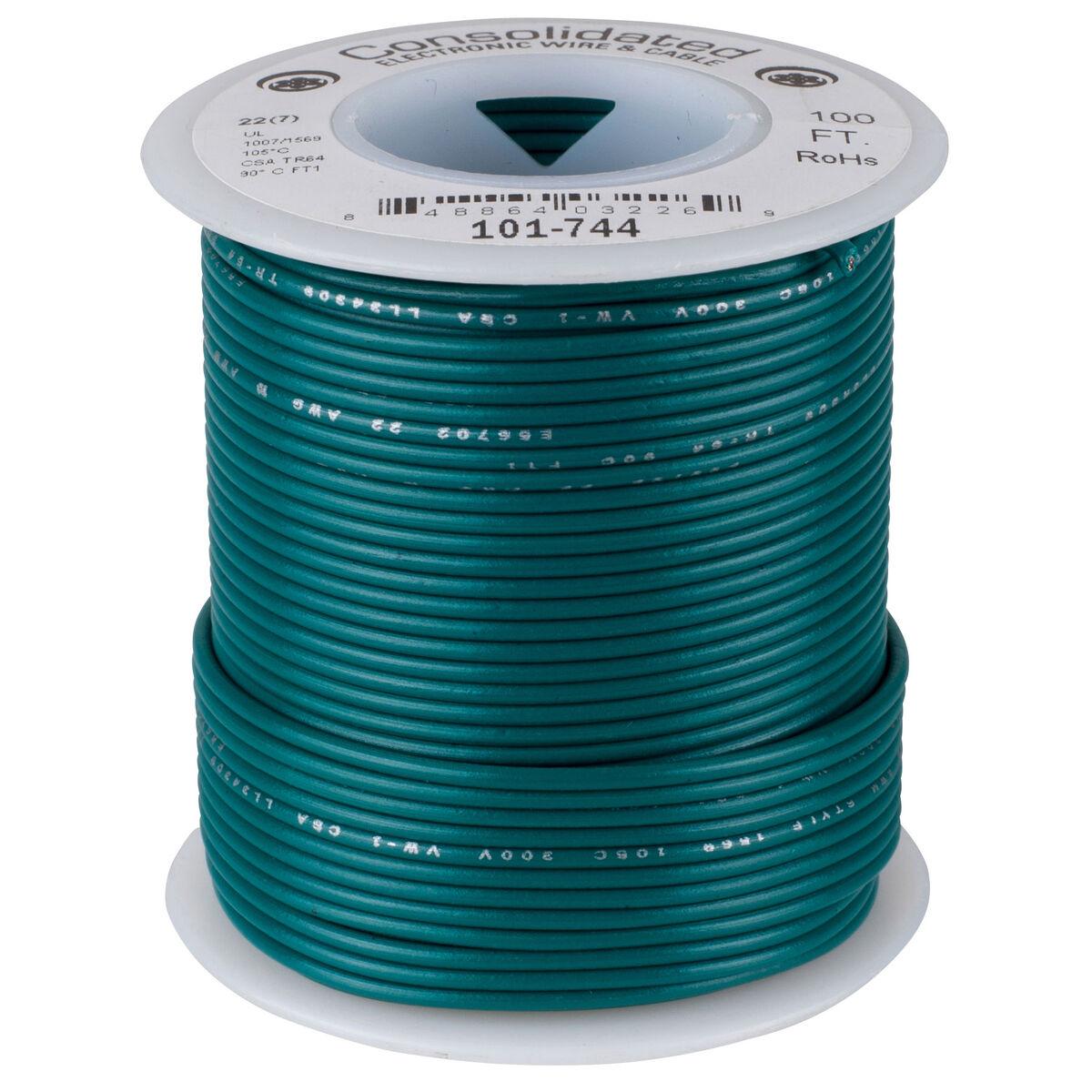 Consolidated 22 AWG Green Stranded Hook Up Wire 100 Ft 